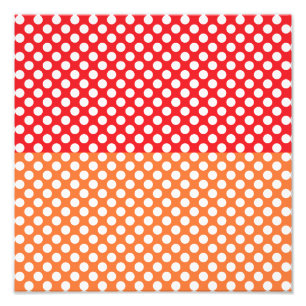 Impression Photo Pointe Polka blanche, rouge et orange