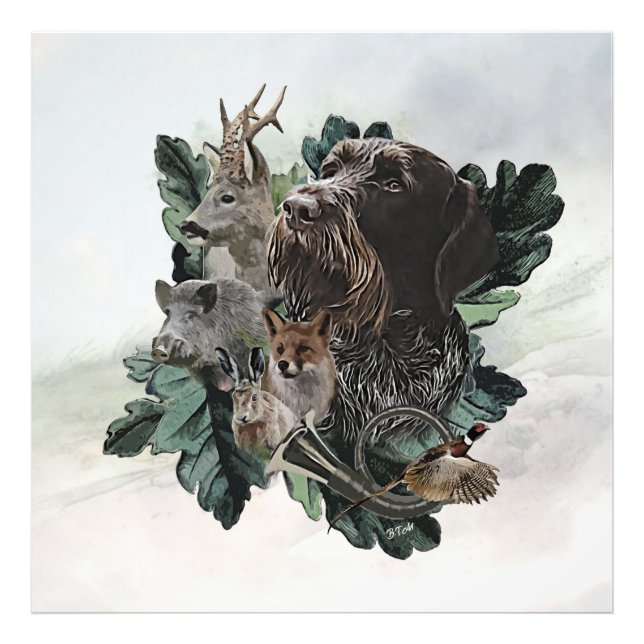 Impression Photo Pointeur À poils durs allemand (Devant)