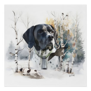 Impression Photo Pointeur Anglais , Saison de chasse à la bécasse ,