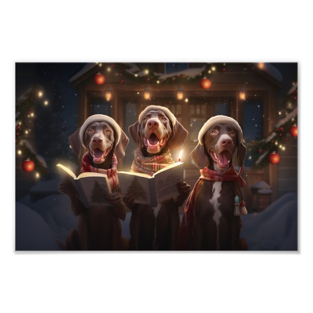 Impression Photo Pointeurs courts allemands Carolage de Noël (Devant)