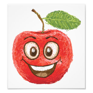 Impression Photo pomme rouge fruit heureux
