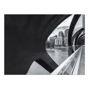 Impression Photo Pont de la Paix de Calgary et paysage urbain monoc