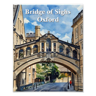 Impression Photo Pont des Soupirs à Oxford Watercolor Peinture