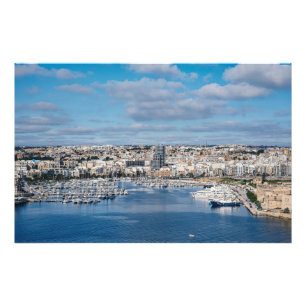 Impression Photo Port de Sliema avec bâtiments et bateaux modernes