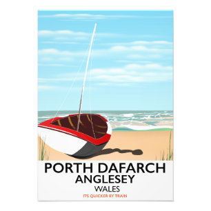 Impression Photo Porth Dafarch, affiche de voyage vintage Anglesey