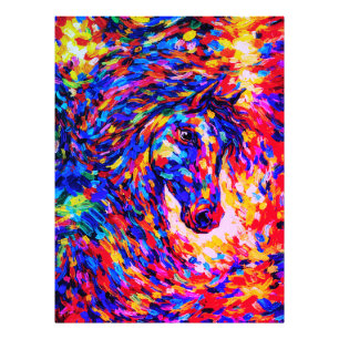 Impression Photo Portrait abstrait coloré de cheval à l'impasto