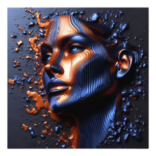 Impression Photo Portrait Abstrait du visage d'une femme sur son vi