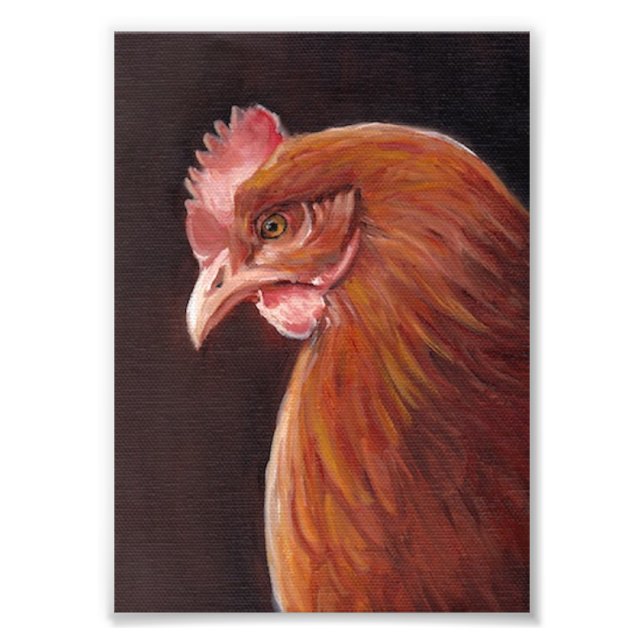 Impression Photo Portrait d'art Red Hen (Devant)