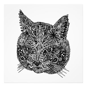 Impression Photo Portrait de chat ornemental noir et blanc