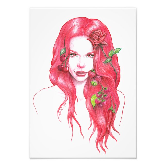 Impression Photo Portrait de femme aux cheveux rouges imaginaire su (Devant)