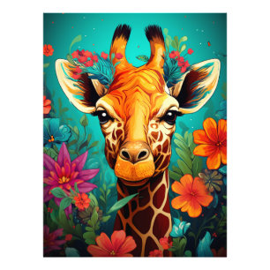 Impression Photo Portrait de la Giraffe florale-9319
