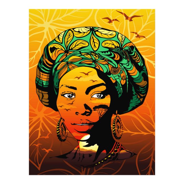 Impression Photo Portrait féminin africain avec coucher de soleil (Devant)