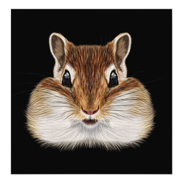 Impression Photo Portrait illustré de Chipmunk. (Devant)