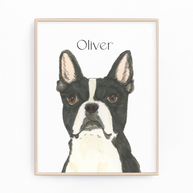 Impression Photo Portrait personnalisé Boston Terrier (Créateur téléchargé)