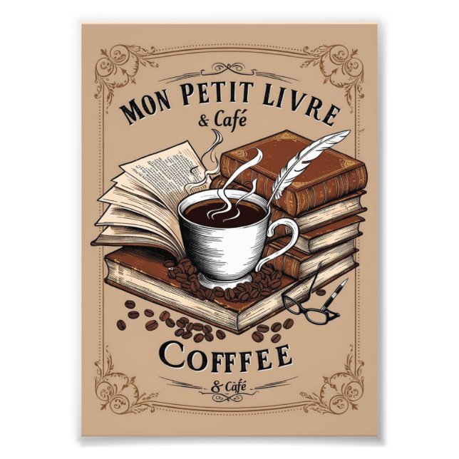 Impression Photo Pôster Café & Mon Petit Livre – A Arte de Ler (Devant)