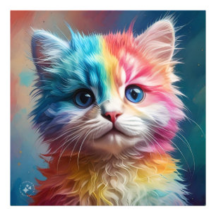 Impression Photo Potrait de chaton couleur arc-en-ciel