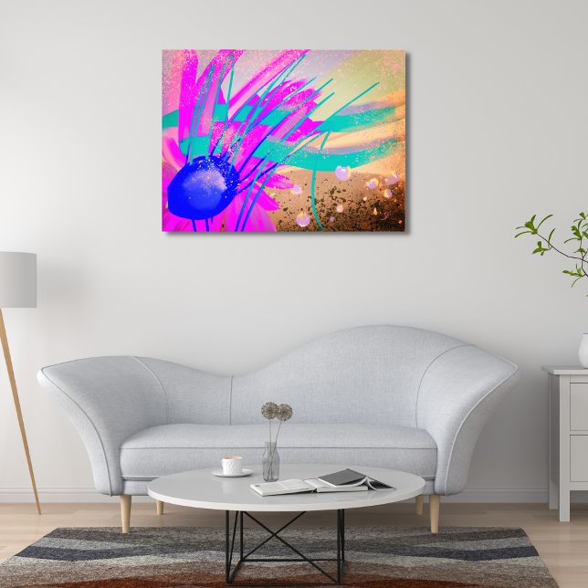 Impression Photo Pré au coucher du soleil - Abstrait (Living room decorated with fantabuloustef artwork Meadow at sunset.)