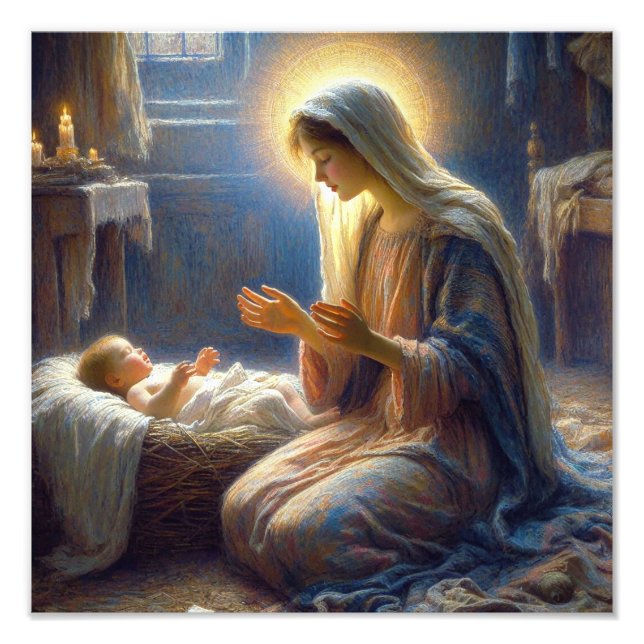 Impression Photo Prière sur le bébé Jésus (Devant)