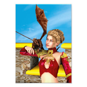 Impression Photo Princesse Dragon Fantastique Art Numérique