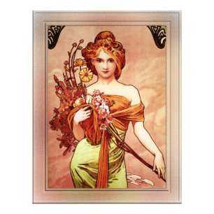 Impression Photo Printemps La beauté dorée par Alphonse Mucha