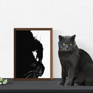 Impression Photo Profil de chat Silhouette Abstrait sans cadre
