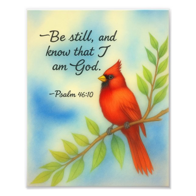 Impression Photo Psalm 46:10 Be Still Red Cardinal Scripture Nature (Devant)