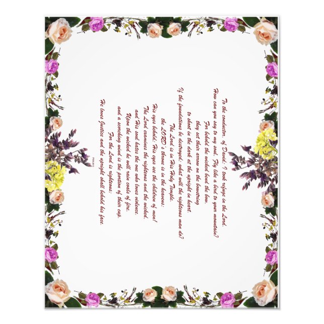 Impression Photo Psaume 11, Volez comme un oiseau à votre montagne, (Devant)