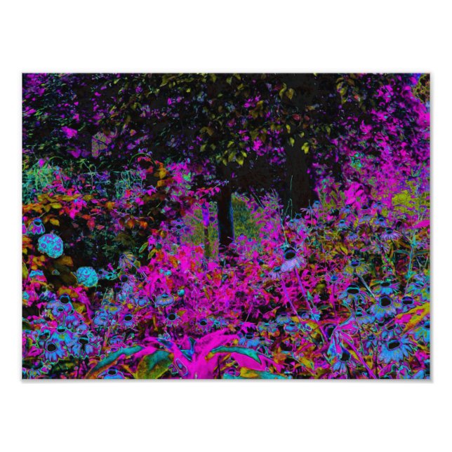 Impression Photo Psychédélique rose chaude et noir du jardin Sunris (Devant)