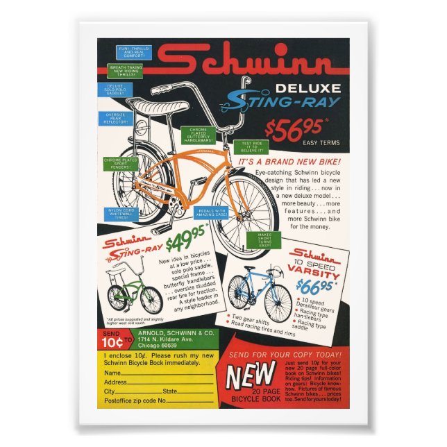 Impression Photo Publicité ancienne pour vélo (Devant)