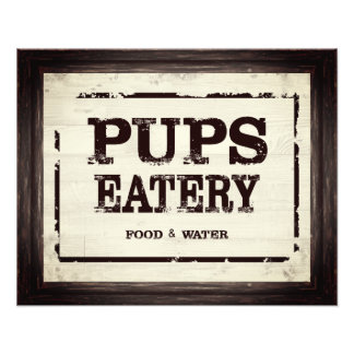 Impression Photo Pups Eatery Chien Nourriture Eau Satin Imprimer