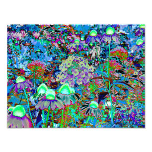 Impression Photo Purple psychédélique et fleurs de jardin vert citr