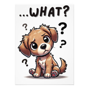 Impression Photo "...quoi ?" Adorable Confused Cartoon Puppy