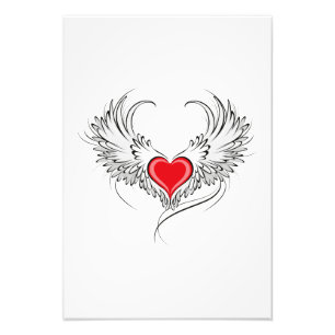 Impression Photo Red Angel Coeur avec ailes