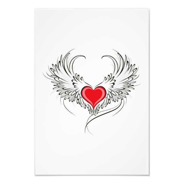 Impression Photo Red Angel Coeur avec ailes (Devant)