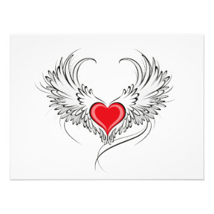 Impression Photo Red Angel Coeur avec ailes