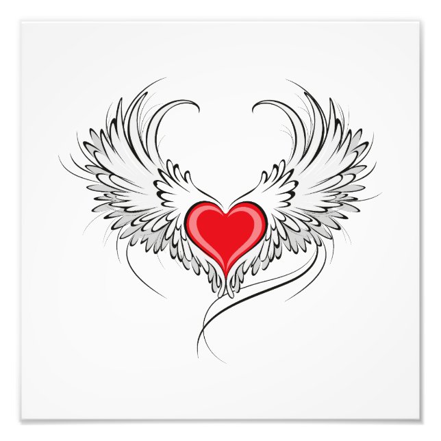 Impression Photo Red Angel Coeur avec ailes (Devant)