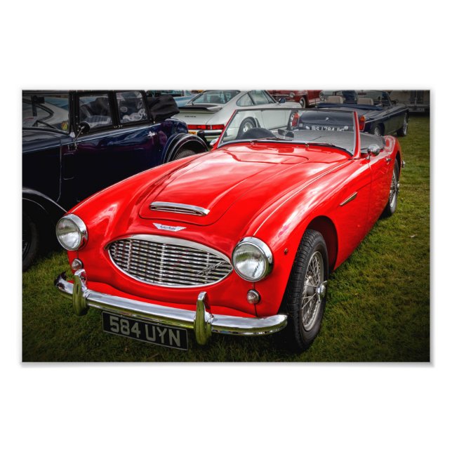 Impression Photo Red Austin Healey 3000 voiture de sport classique (Devant)