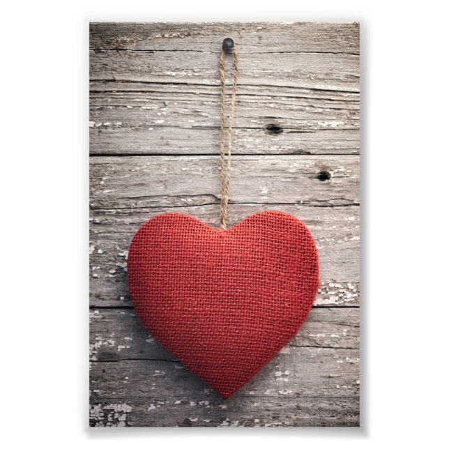Impression Photo Red Burlap Heart (Devant)