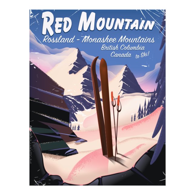 Impression Photo Red Mountain Colombie-Britannique, affiche de ski  (Devant)