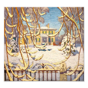 Impression Photo Red Sleigh House, hiver Lawrence Harris