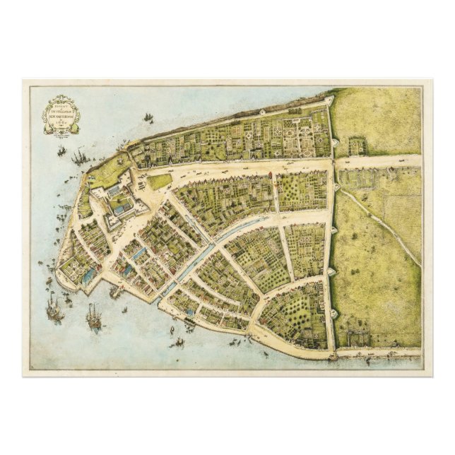 Impression Photo Refonte du Plan Castello Nouveau Amsterdam en 1660 (Devant)