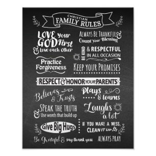 Impression Photo Règles familiales - valeurs chrétiennes pour vivre