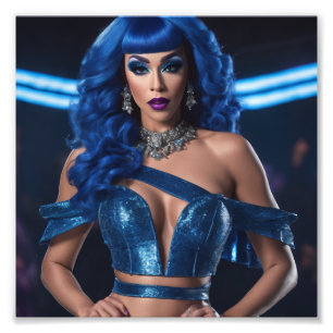 Impression Photo Reine Drag glamour en tenue Raunchy bleu
