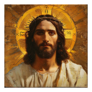 Impression Photo Religieux Jésus Gold