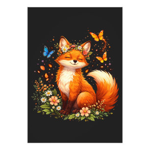 Impression Photo Renard Mignon Avec Fleurs