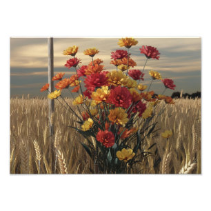 Impression Photo Rendu 3D style Anime du Bouquet Fleur sauvage d'au
