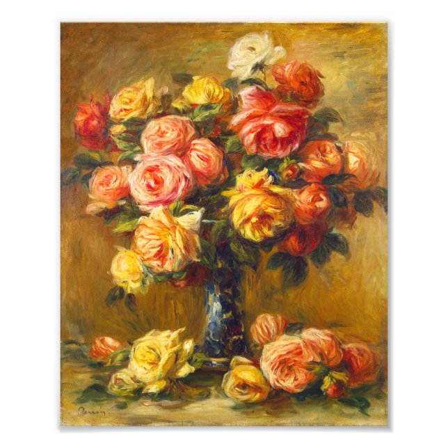 Impression Photo Renoir des Roses dans un vase (Devant)