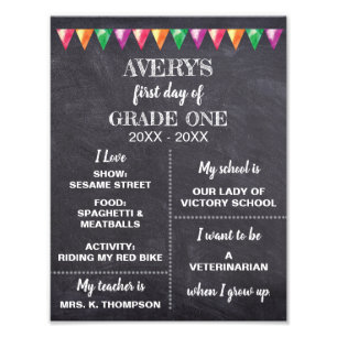 Impression Photo Retour à l'école Chalkboard À propos de moi signe