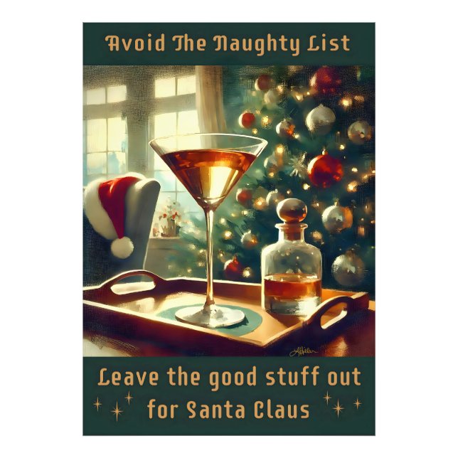 Impression Photo Retro 50s Avoid The Naughty List Christmas Martini (Devant)