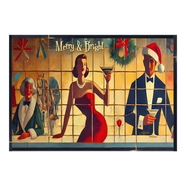 Impression Photo Retro 50s Christmas Eve Bar Last Call Martini (Devant)
